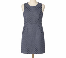 Lands' End Women's Size 2 Gray Black Polka Dot Sleeveless Sheath Dress Pockets