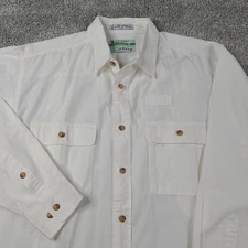 Orvis Buzz-Off Button-Up Shirt Men's Large White Long-Sleeve Hiking