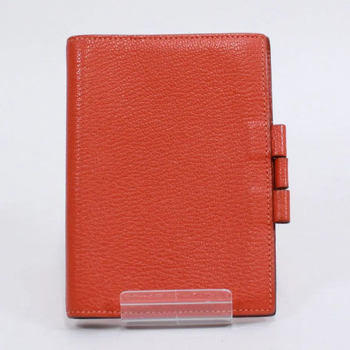 Hermes Agenda GM Notebook Cover Chevre Orange Wallet Silver - Picture 1 of 8