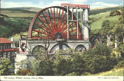 Vintage Laxey Wheel Isle of Man Postkarte John Hinde Original verschickt