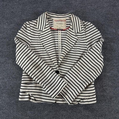 Cartonnier Anthropologie Black & White Striped Blazer Jacket Medium - Casual