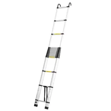 Telescoping Ladder, Multi-Button Retraction Collapsible Ladder, 20 Ft. Aluminum
