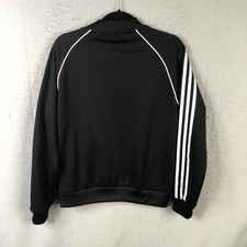 Adidas Originals Jacket Mens Medium Black 3 Stripe Trefoil Full Zip Track Top