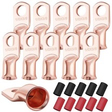 10PCS 1/0 AWG-3/8 Heavy Duty Battery Lugs with 3:1 Heat 1/0AWG-3/8"-10PCS