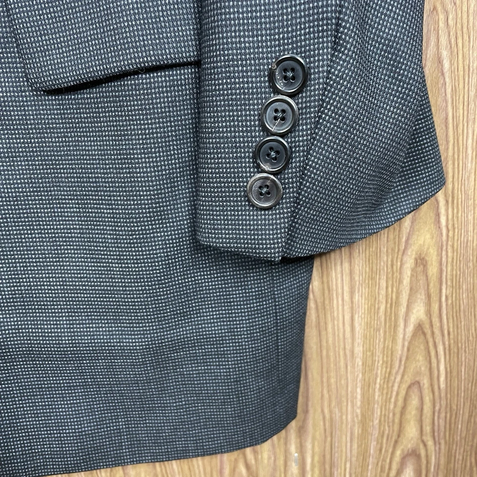 Abrigo deportivo Hickey Freeman hecho en EE. UU. para hombre 44R delgado gris oscuro lana dos botones Foto 3 de 4