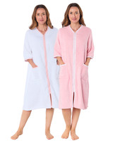 Suzy & Me Women's 100% Cotton Towelling Zip 3/4 Sleeve Dressing Gown