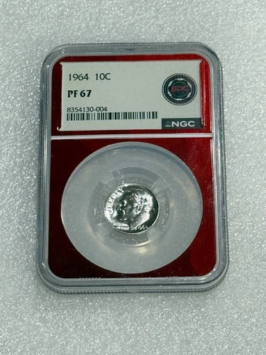1964 PROOF SILVER ROOSEVELT DIME 10C NGC PF 67  ~~ RED CORE HOLDER ~~ STUNNER