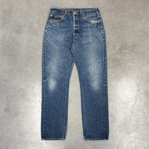 Vintage Levis 501 Faded Blue Jeans 32x31 Made in USA Straight Leg Button Fly