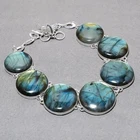 Blue Fire Labradorite Round Shape Gemstone Jewelry Handmade Necklace 18" SR 2647