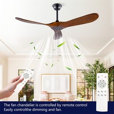 52" Farmhouse Ceiling Fans No Light 3 Wood Blades Reversible DC Motor w/Remote