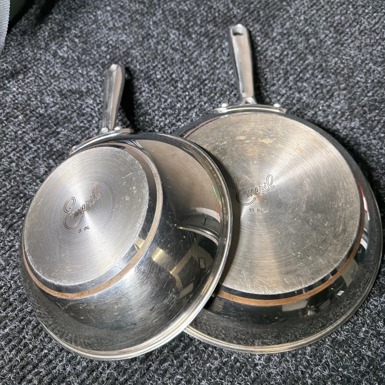 Emeril Stainless Steel Frying Pan Set, Two-Piece Silver, 8 in & 10 in Round Pans