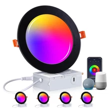 CLOUDY BAY [4 Pack] 6inch Smart WiFi LED Recessed Lights,RGBCW Color Changing...