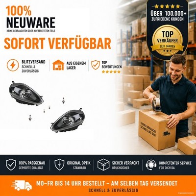 Scheinwerfer Set passend für Fiat Punto 199 10/2009- + Leuchtmitt. Links rechts
