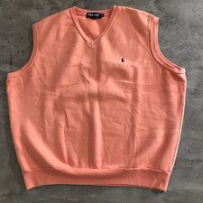 Vintage POLO Golf Ralph Lauren Vest Mens X-Large Fleece Pullover Orange Preppy