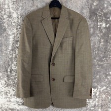 Lauren Ralph Lauren Size 40R Silk Wool Houndstooth Sport Coat Blazer Brown Mens
