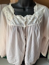 Vintage Vanity Fair Pink Nylon Lace Trimmed Bed Jacket Size M