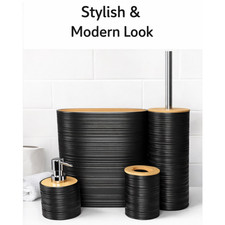 4pc Bathroom Accessories Set - Bin Toothbrush Tumbler Holder Soap Dish Dispenser