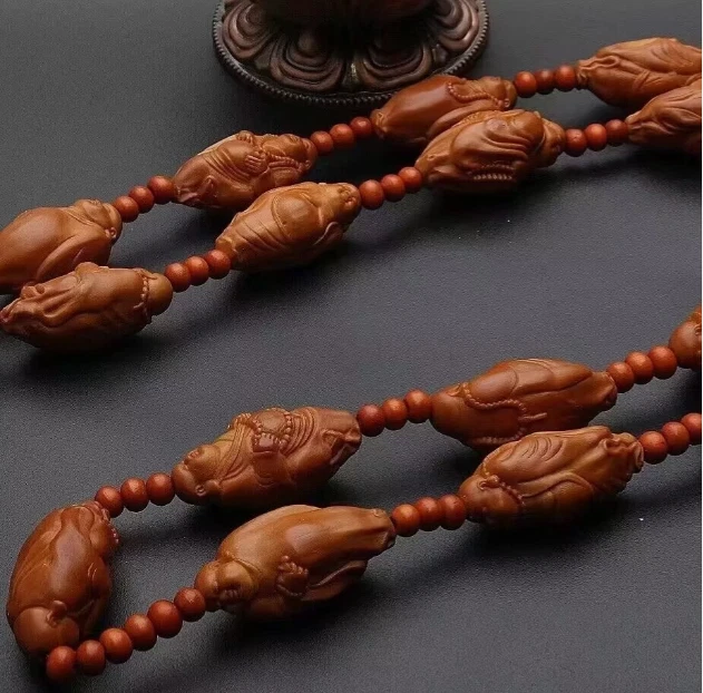 Talla Maitreya Buda Núcleo Olivo Collar Largo Colgante Cuello Pulsera Foto 4 de 4