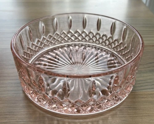 Pink Depression Glass Candy Dish Princess Diamond Point Bowl Indiana Glass Co
