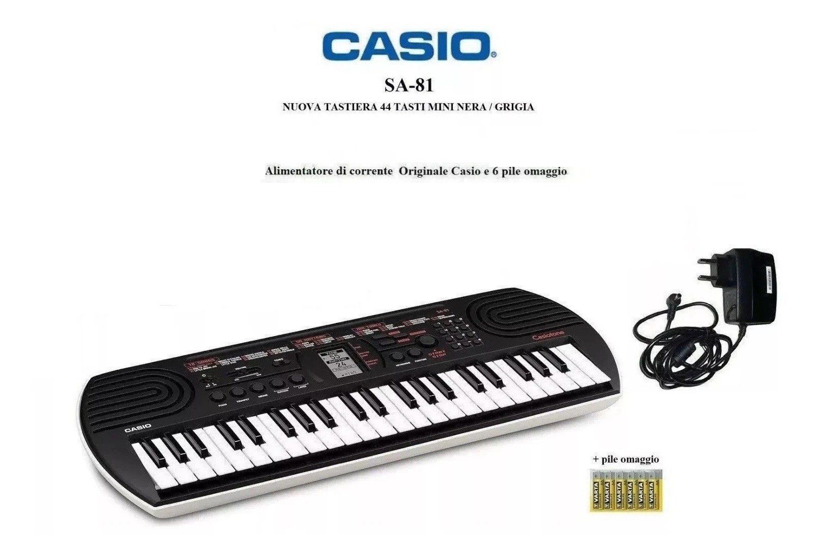 Casio SA81 Tastiera 44 Tasti con Alimentatore e Pile