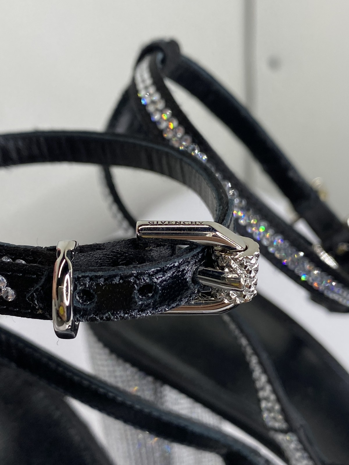 Givenchy Womens Sandals Silvery Size 8 Voyou Platform Strappy Jewels Buckle thumbnail 5