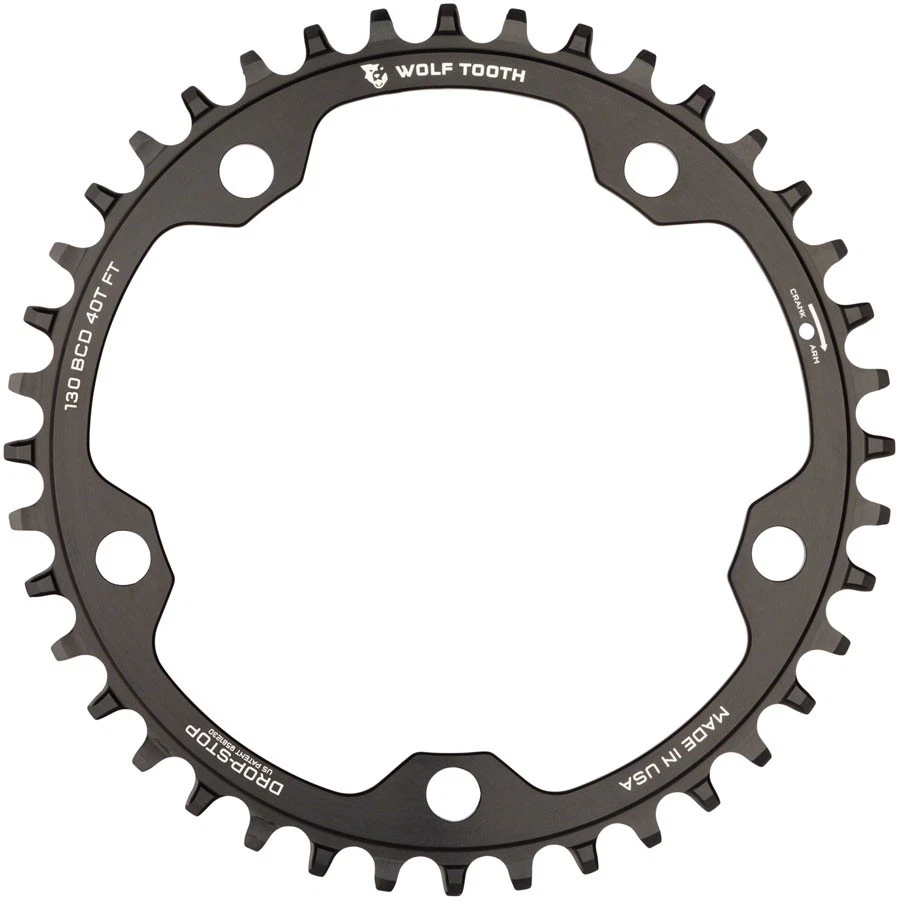 Wolf Tooth Chainring 42t 130 BCD 5-Bolt 10/11/12-Spd Alloy Blk Road Cyclocros - Image 2 of 2