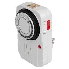 15 Amp 24-Hour Heavy Duty Mechanical Dial Timer with 1-Grounded Outlet for Light