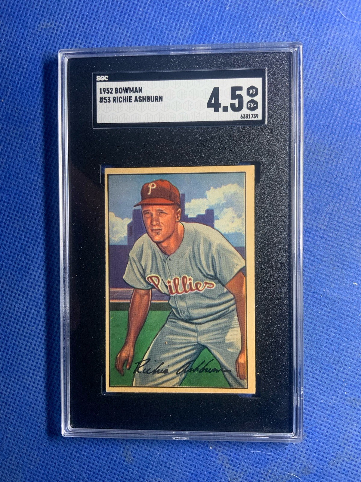 1952 Bowman Baseball Card - #53 Richie Ashburn, SGC 4.5