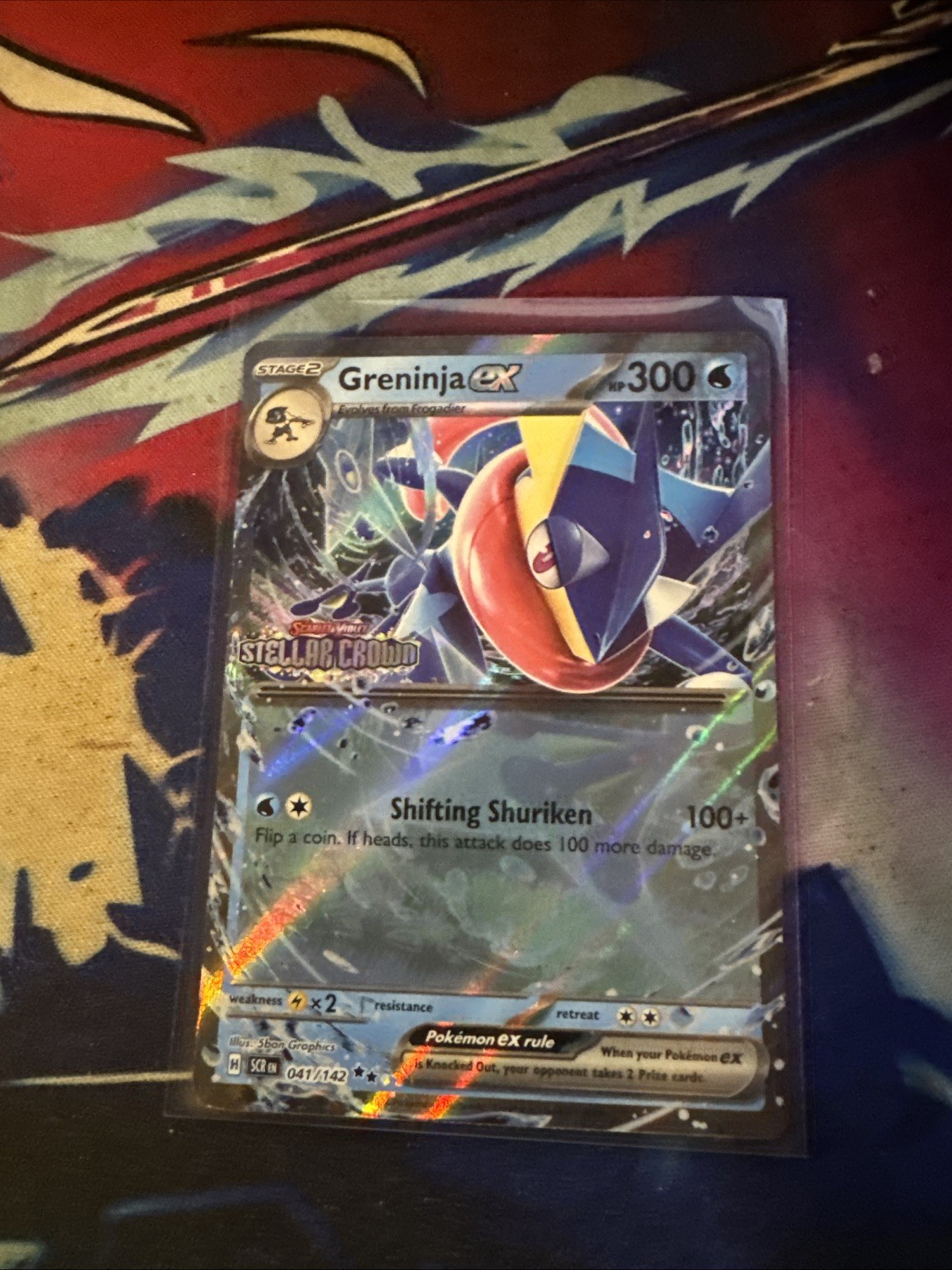 Pokémon TCG Greninja EX Stellar Crown Holographic Card 041/142 NM/M Condition