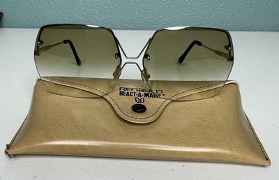 Renauld React-a-matic  Vintage Lightweight Rimless Sunglasses W/ Case Gold-Toned