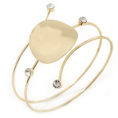 Polierte goldfarbene geschwungene Scheibe, Kristall Oberarm, Armkettchen Armband - 27 cm L