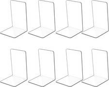 4 Paar Klare Acryl-Buchstützen für Regale, Heavy Duty Book Ends und D