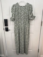 Womens Free People Open Back Stretch Green Floral Dress Size Large