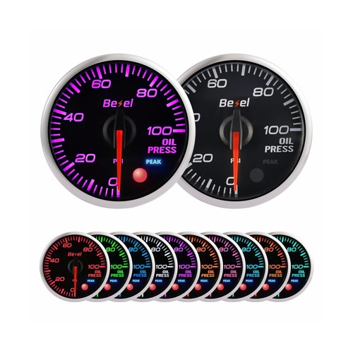 Bezel Oil Pressure Gauge Kit 0-100Psi Black Indash Brushless Series 2-1/16'' ...