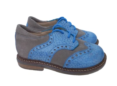 Pom D'Api Kids Light Blue/Taupe Leather Brogue Shoes, Size 4.5UK - Image 1 of 4