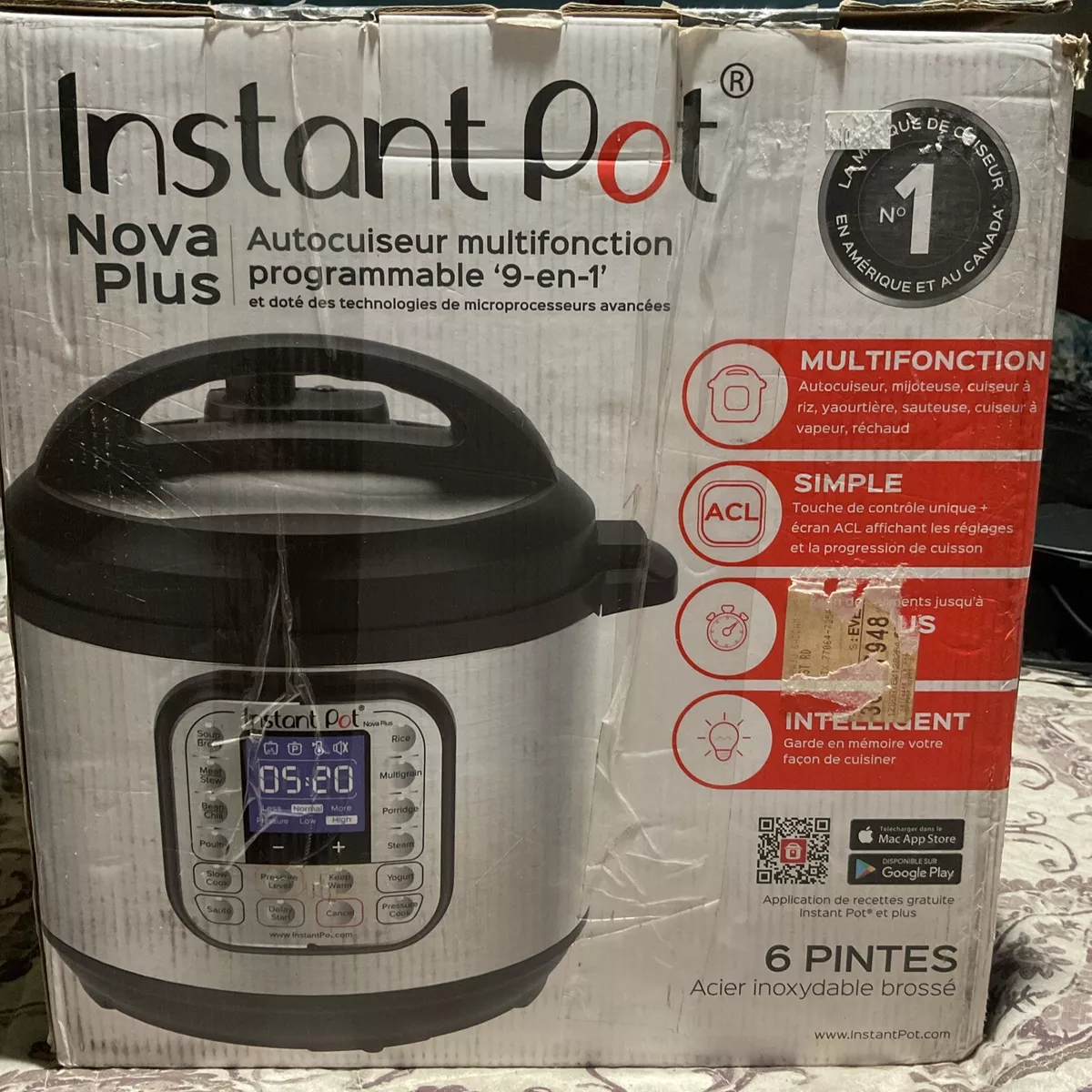 Instant Pot Nova Plus 6 Qt 9-in-1 Multi-Use Programmable Pressure Cooker,  Slow Cooker