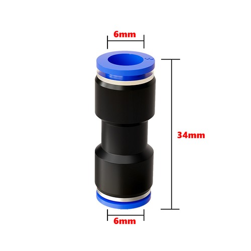 0.24 inch 6mm Push To Connect Union Straight Pneumatic Fittings Air Tube 12PCS - Picture 2 of 10
