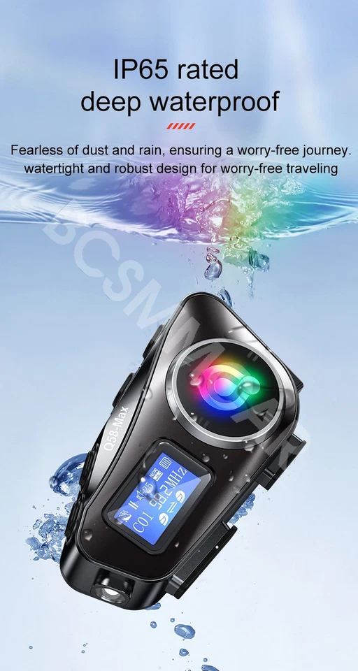 Motorcycle Helmet Intercom Bluetooth Headset Interphone Music Share Waterproof - Image 4 of 4