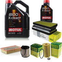 MANN-FILTER Inspektionspaket 6L Motul 5W-30 8100 X-Clean+ FüR Mercedes E-Klasse