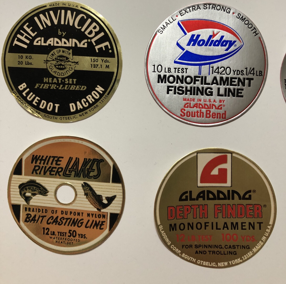 12 Different Unused Old Fishing Line Labels Idea, Gladding , Lake Land