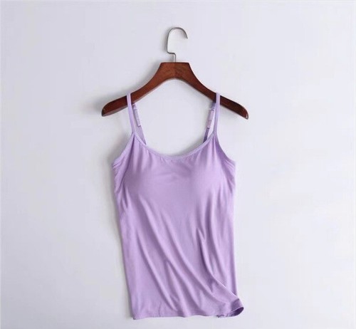 Womens Strappy Camisole with Built in Padded Bra Summer Cami Tops Cozy Vest Size - Picture 6 of 21