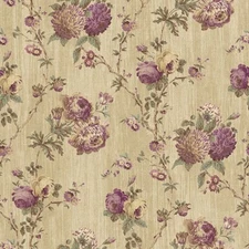 Floral Vine Wallpaper in Gold, Purple, Brown by Wallquest DM20104