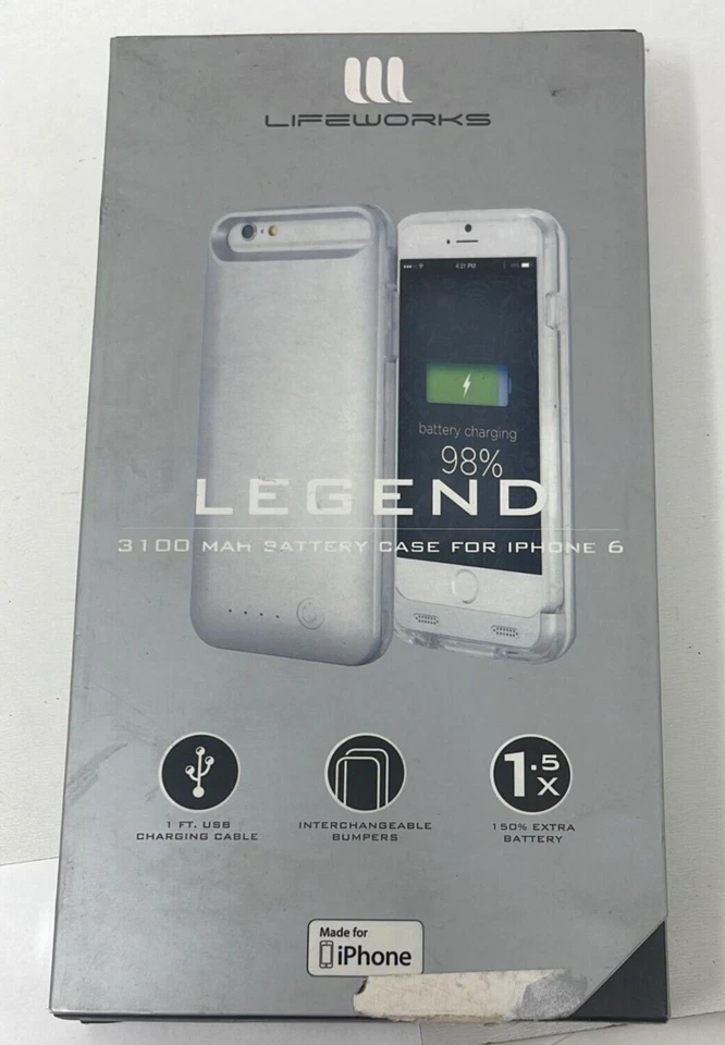 Estuche de carga de batería externa Lifeworks Legend 3100 mAh iPhone 6 6s plateado Foto 3 de 4