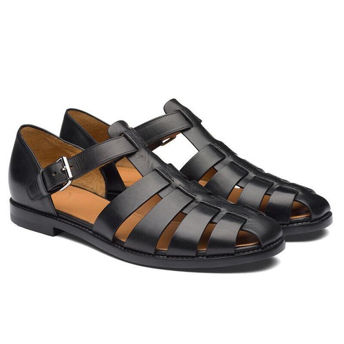 Mens Sandals Ankle Buckle Hollow Out Closed Toe Roman Shoes Stylish Casual Shoes - Picture 5 of 11