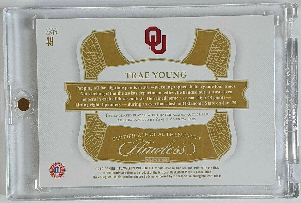 2018-19 Flawless Trae Young ROOKIE PATCH AUTO (RPA) 11/20 JERSEY NUMBER - Image 4 of 4