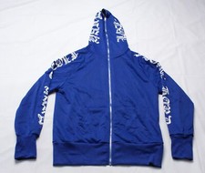 SHEIN Women's ICON Letter Graphic Zip Up Raglan Sleeve Hoodie JW7 Blue Small