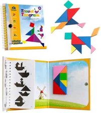 Magnetic Travel Tangram Book STEM Game Puzzle Shape Kids 3 IQ Educational Toy