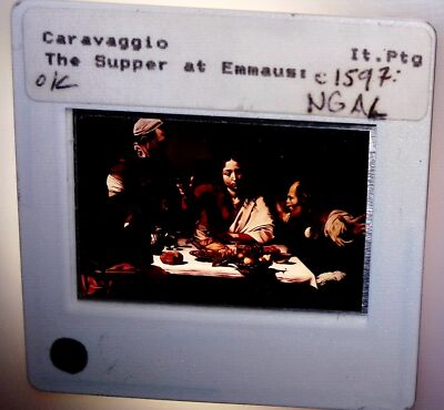 Vintage Art History Slide Photo Caravaggio The Supper at Emmaus 1597 ItPtg