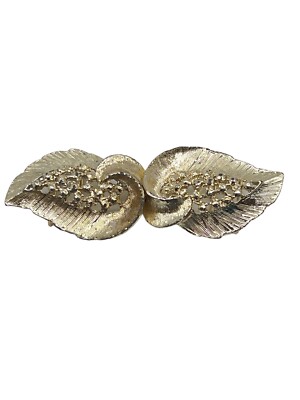 Vintage Two Piece Interlocking Enamel Leaf Floral Belt Buckle Gold Tone ✨ Leaf Enameled Gold Tone 2 Piece Interlocking Hippy Boho Vibe  main image 4