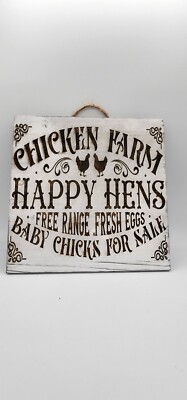 Happy Hens Chicken Farm  Laser Engraved Wall Hanging Farmhouse Style Sign